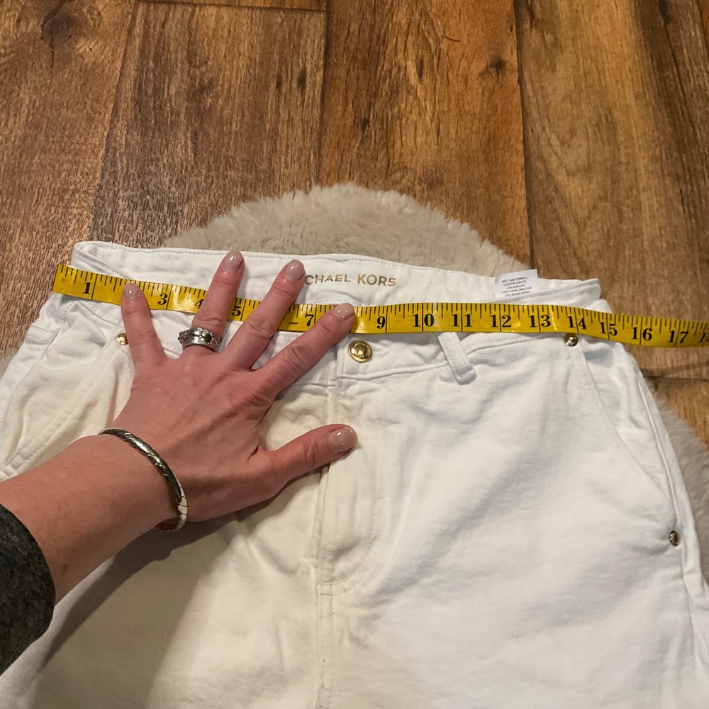 Michael Kors Denim Jeans Size 10 White Bootcut Women Gold Detail - Picture 4 of 8